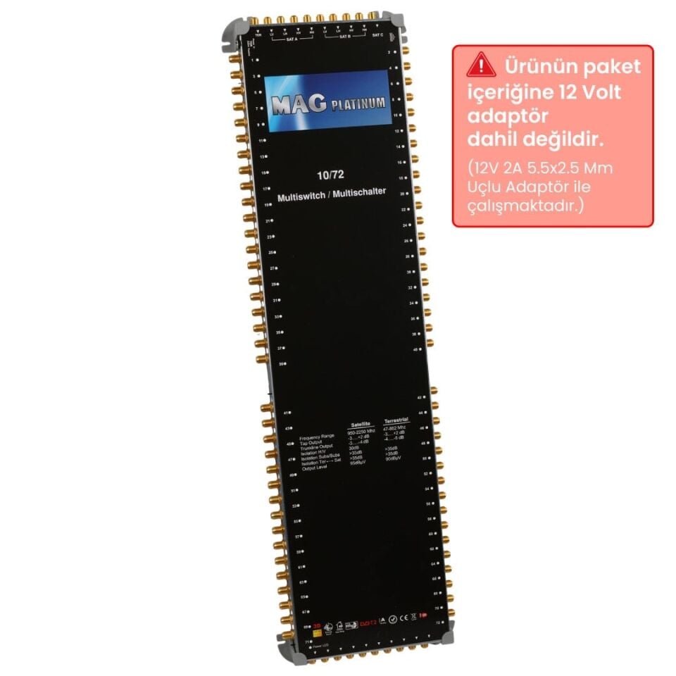 Mag Platinum MP 10/72 Multiswitch 10 Giriş 72 Çıkışlı Merkezi Hibrit 4K Ve 3D Destekli Uydu Santrali