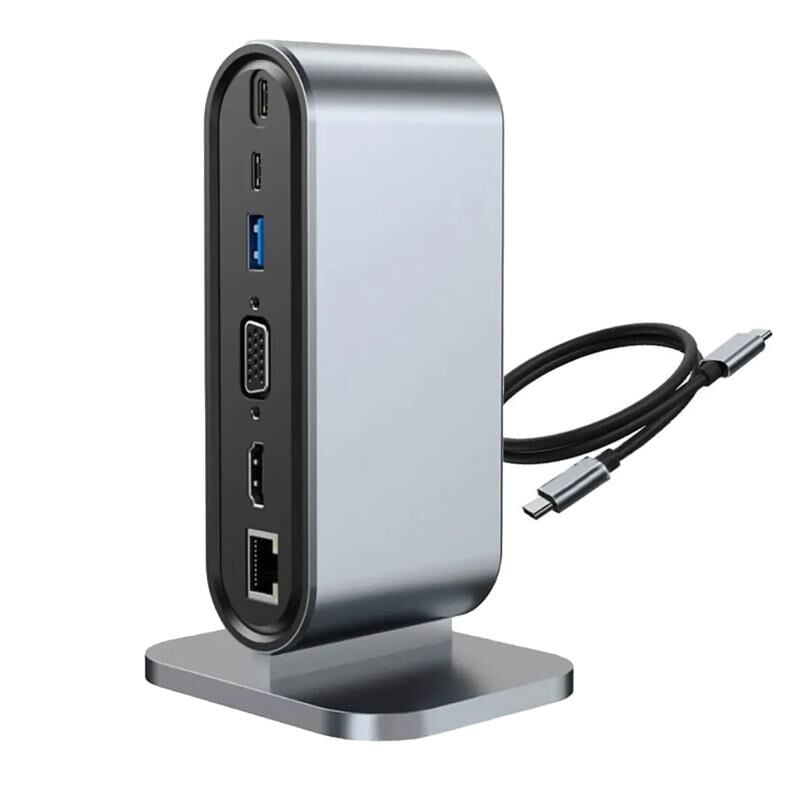 Powermaster Type-C To HDMI+VGA+7 Port HUB+SD+TF Kart Okuyucu