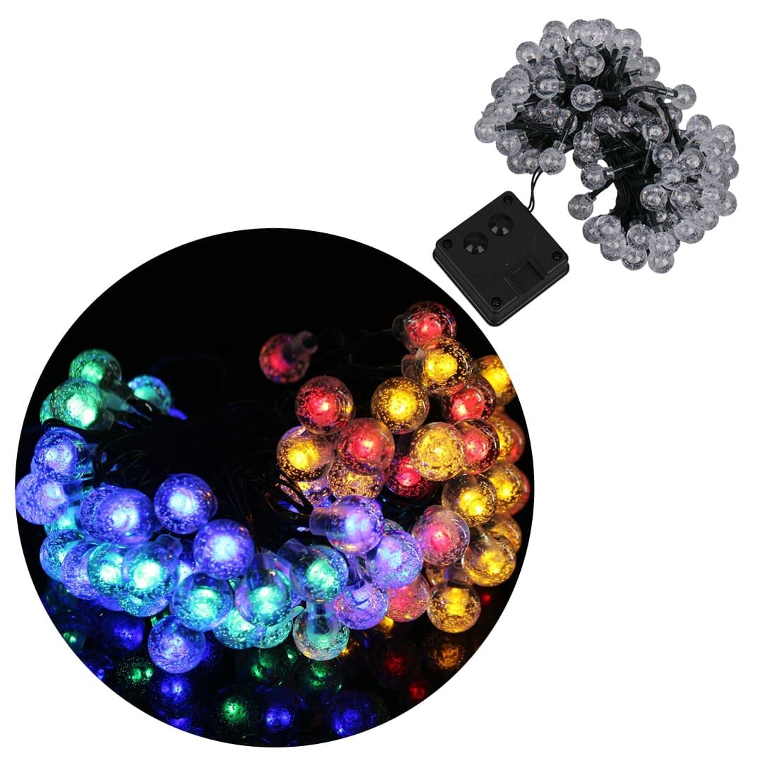 Powermaster PM-29080 Solar Balon LED Dekoratif Bahçe Lambası 12M 100 Adet Çok Renkli Animasyonlu Dış Mekan LED Işık Zinciri