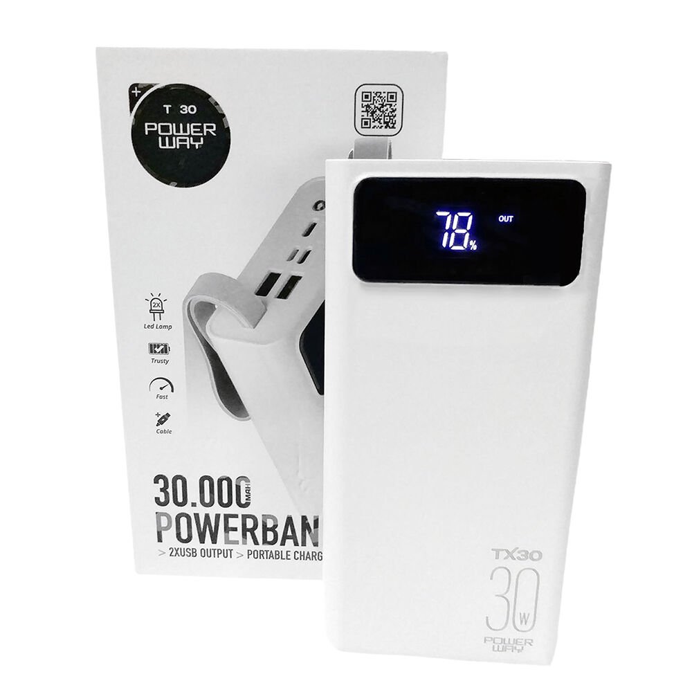Powerway 30000 mAh Dijital Göstergeli Powerbank TX30