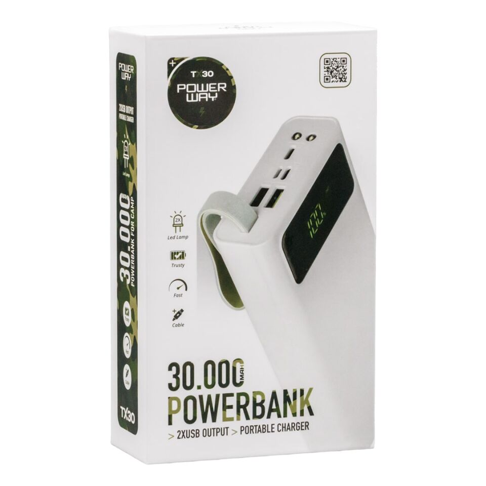Powerway 30000 mAh Dijital Göstergeli Powerbank TX30