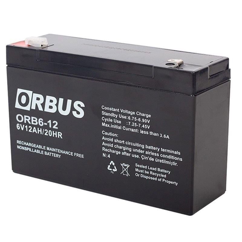 Ayt Orbus 6 Volt 12 Amper Kuru Akü ORB6-12 150x50x94 Mm
