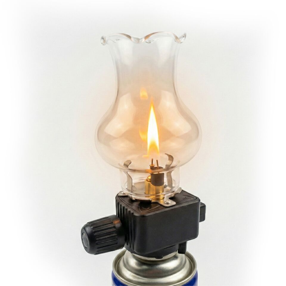 Powermaster PM-28778 Cam Fanuslu Gaz Kartuş Uyumlu Nostaljik Kamp Lambası Aydınlatma