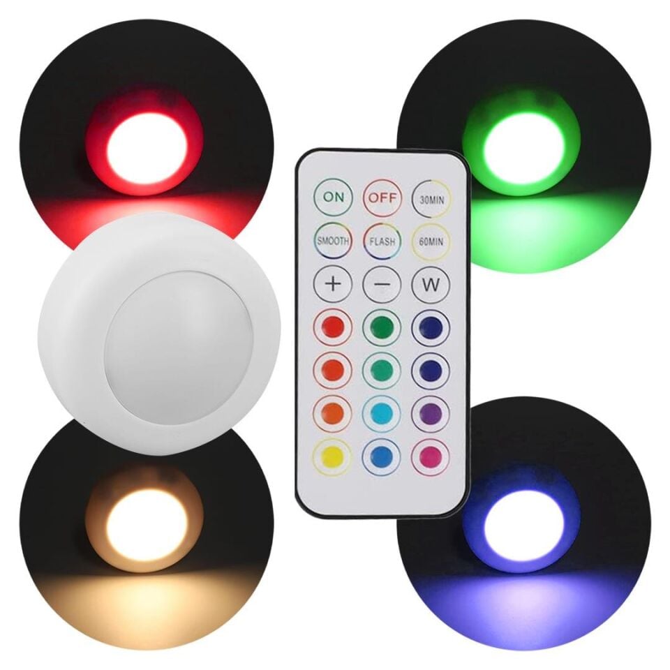 Powermaster PM-27186 Led Mobilya Merdiven Pilli Aydınlatma Lamba 3M Yapışkanlı Kumandalı Rgb Renkli 4000K 8'li Paket