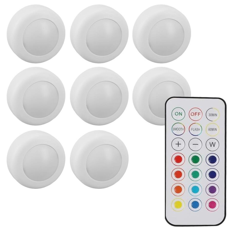 Powermaster PM-27186 Led Mobilya Merdiven Pilli Aydınlatma Lamba 3M Yapışkanlı Kumandalı Rgb Renkli 4000K 8'li Paket