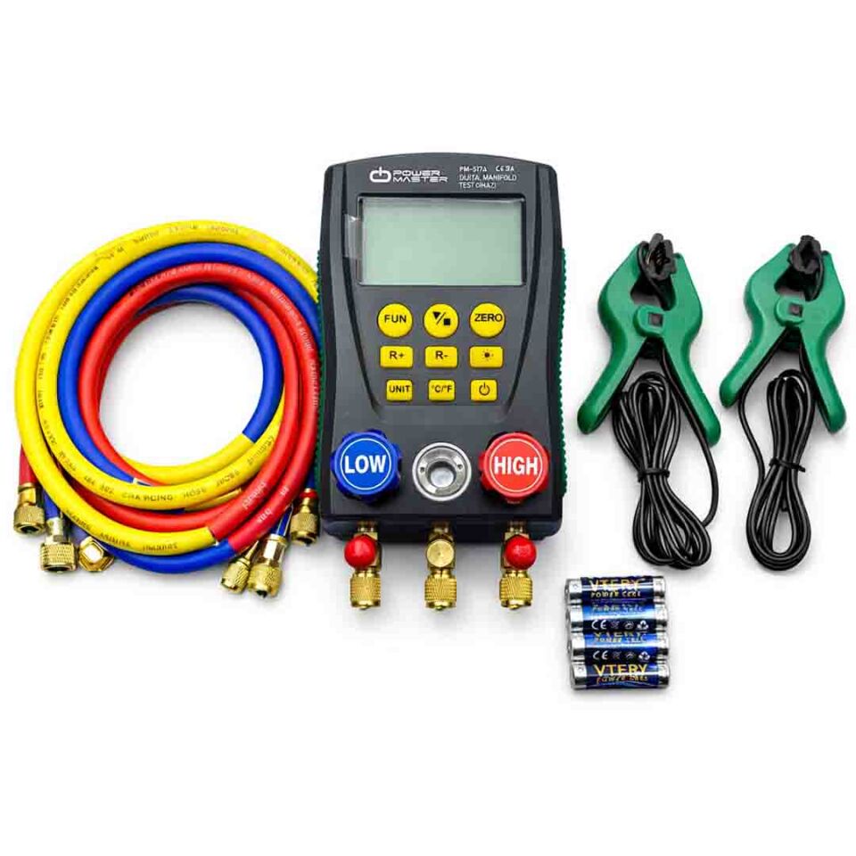 Powermaster PM-517A Dijital Manifold Test Cihazı Dijital Klima Soğutma Basınç Sıcaklık Ölçme Analizörü Cihazı