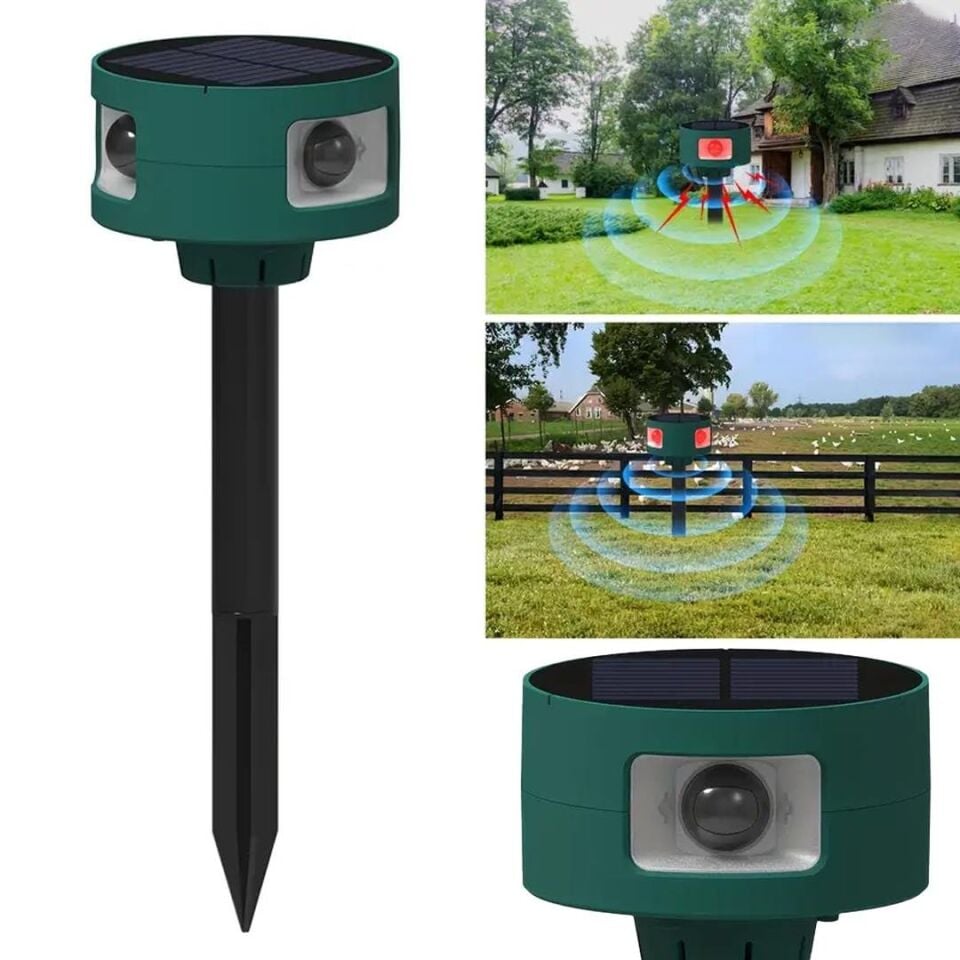 Ayt Powermaster PM-26948 Mikrofonlu Sesli Hayvan Kovucu Alarm Cihazı Solar Güneş Enerjili Panelli Vahşi Hayvan Kovacağı