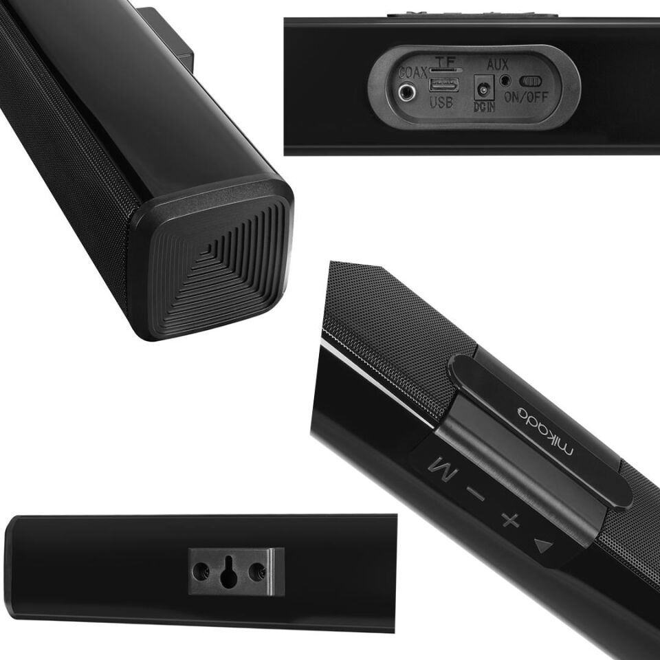 Mikado MD-Sb101 Siyah 10Wx2 12V 1.5A Bluetooth Usb Aux Sd Kart Girişli Ev Sinema Soundbar Hoparlör