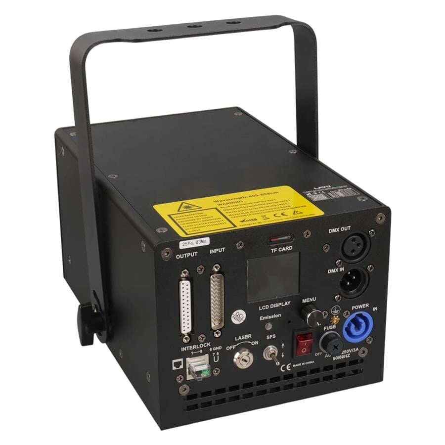 Layu AC-03RGB 3 Watt RGB Lazer 25Kpps Double Safety Design SD Card DMX ILDA Analog