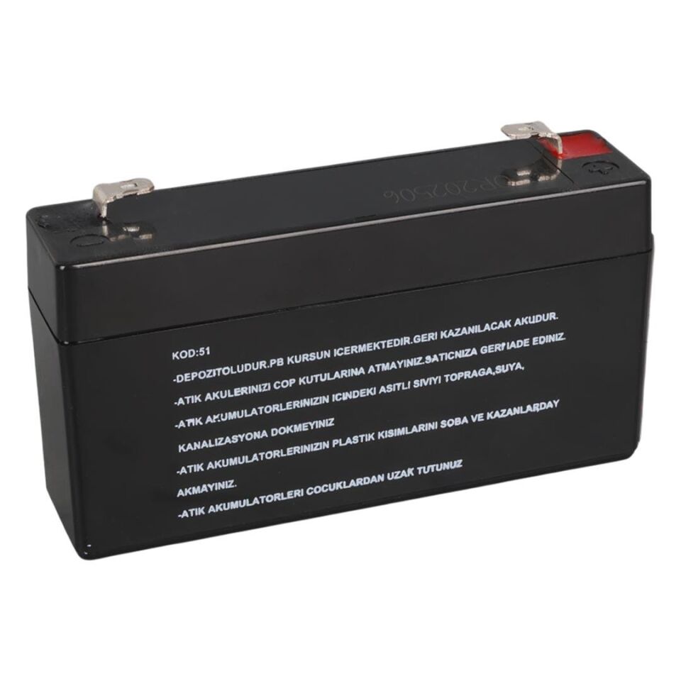 Orbus ORB-613 6 Volt 1.3 Amper Bakımsız Kuru Akü Yani Tarihli Taze Akü 98x25x52mm