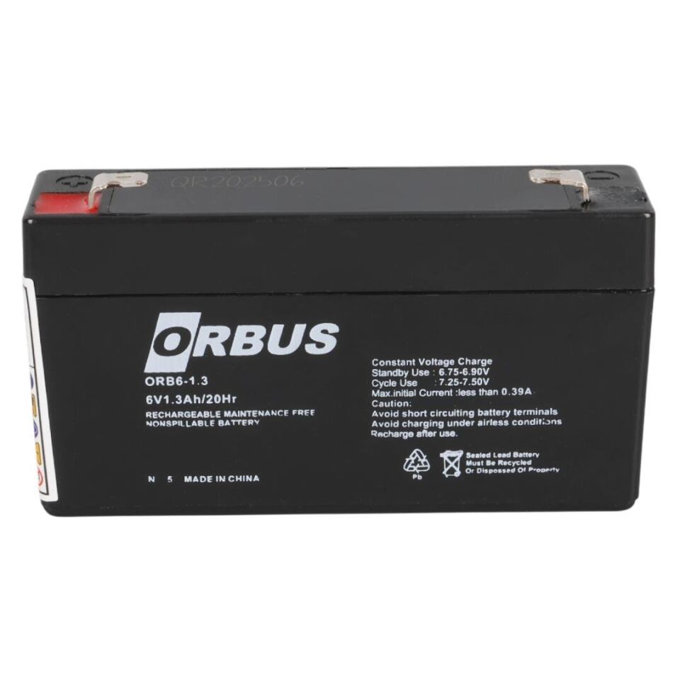 Orbus ORB-613 6 Volt 1.3 Amper Bakımsız Kuru Akü Yani Tarihli Taze Akü 98x25x52mm