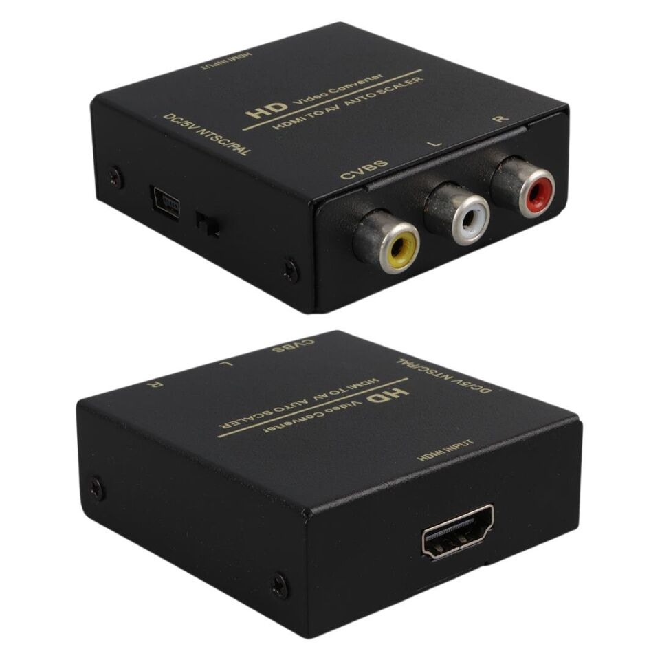 Powermaster PM-33523 Metal Kasa HDMI To Rca Av Çevirici Adaptör Hdmi Girişini Renkli Rca Çıkışına Dönüştürücü
