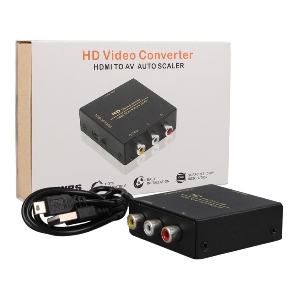 Powermaster PM-33523 Metal Kasa HDMI To Rca Av Çevirici Adaptör Hdmi Girişini Renkli Rca Çıkışına Dönüştürücü