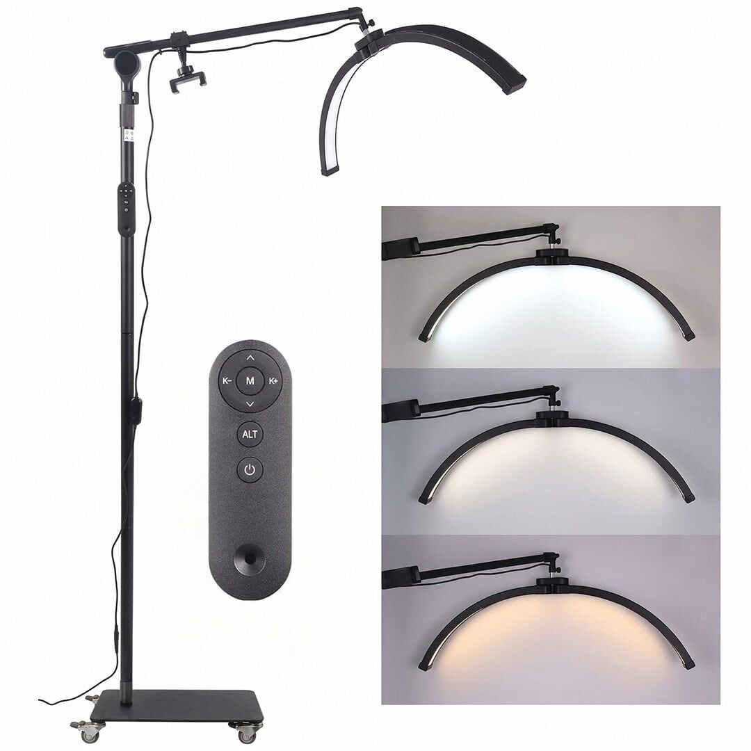 Trled F-700B Katlanabilir Ayaklı Ve Tekerlekli Siyah Güzellik Salonu Lambası