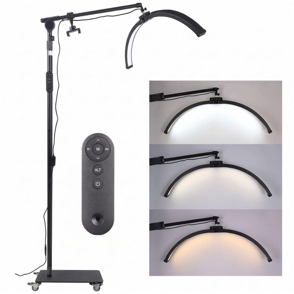 Trled F-700B Katlanabilir Ayaklı Ve Tekerlekli Siyah Güzellik Salonu Lambası