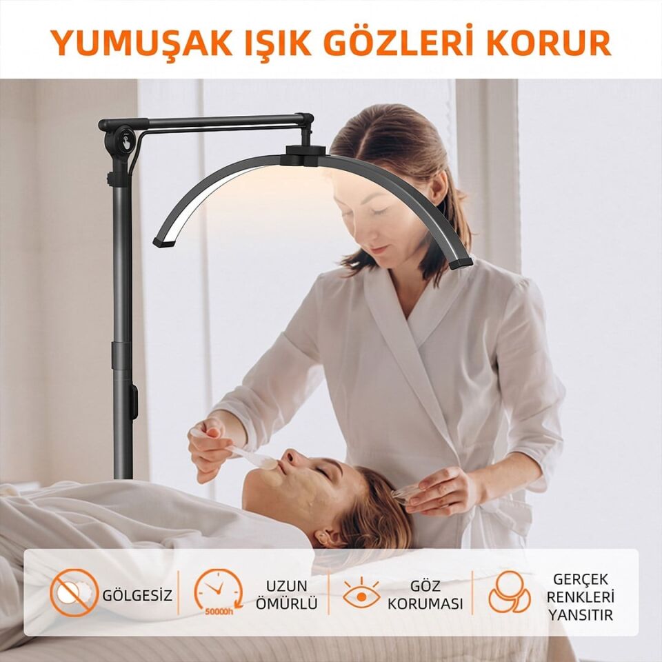 Trled F-700B Katlanabilir Ayaklı Ve Tekerlekli Siyah Güzellik Salonu Lambası