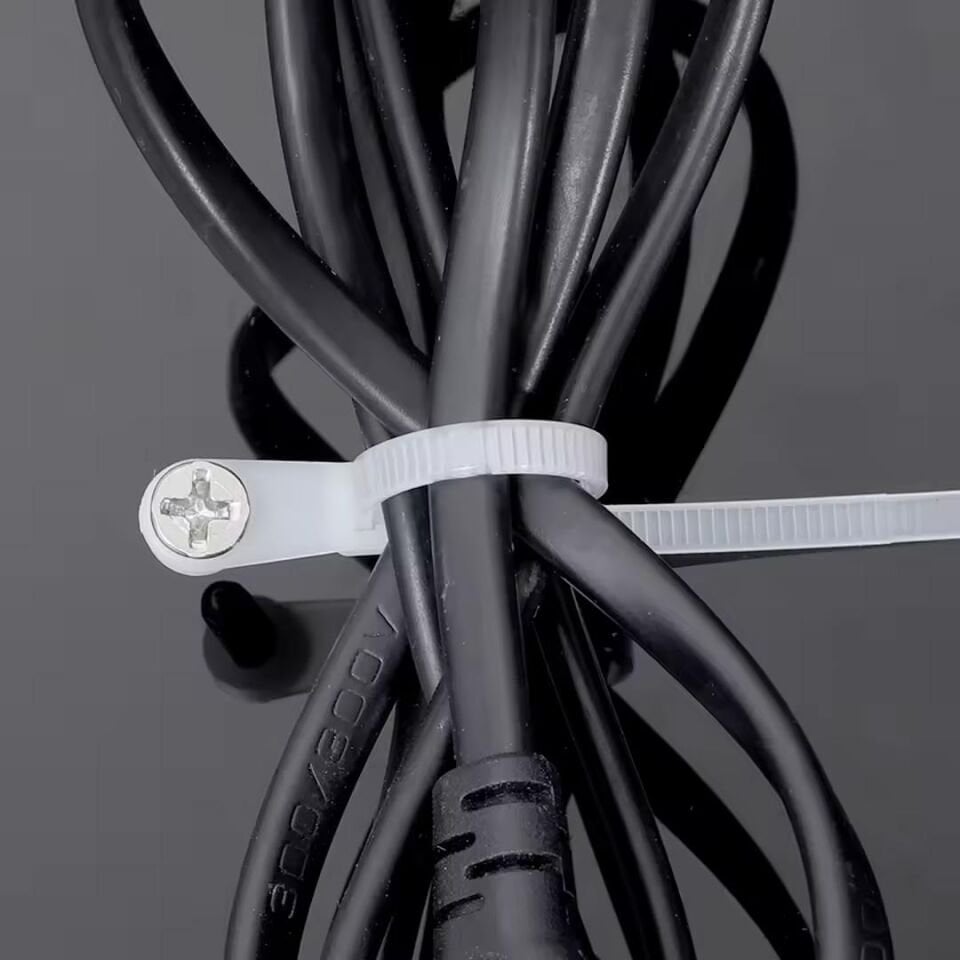 Powermaster PM-26330 Vida Delikli Kablo Bağı Plastik Kelepçe 100Lü Paket Beyaz 3.6X150mm Klemens Klips Cırt Cırt