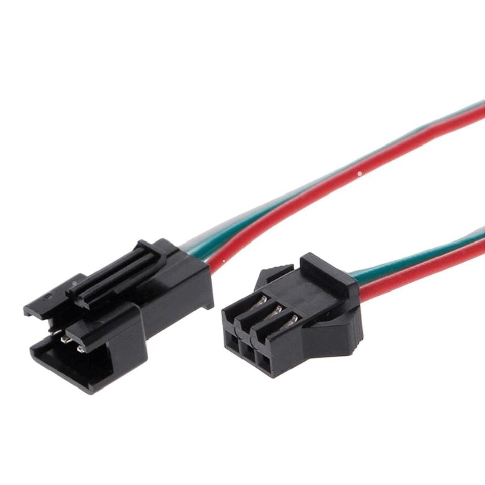 IC-261J-3 JST SM 3 Pin Kablolu Konnektör Takım Şarjlı Pil Soketi Siyah Kablolu Soket