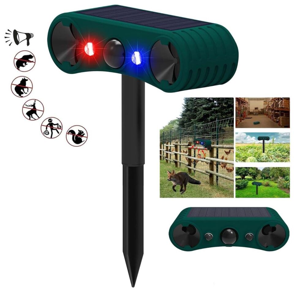 Ayt Powermaster PM-26951 Mikrofonlu Sesli Hayvan Kovucu Alarm Cihazı Solar Güneş Enerjili Panelli Vahşi Hayvan Kovacağı