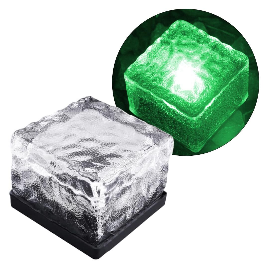 Powermaster Solar Güneş Enerjili Ledli Yeşil Tuğla Taş Görünümlü Zemin Duvar Dekorasyon Bahçe Aydınlatması Dekoratif