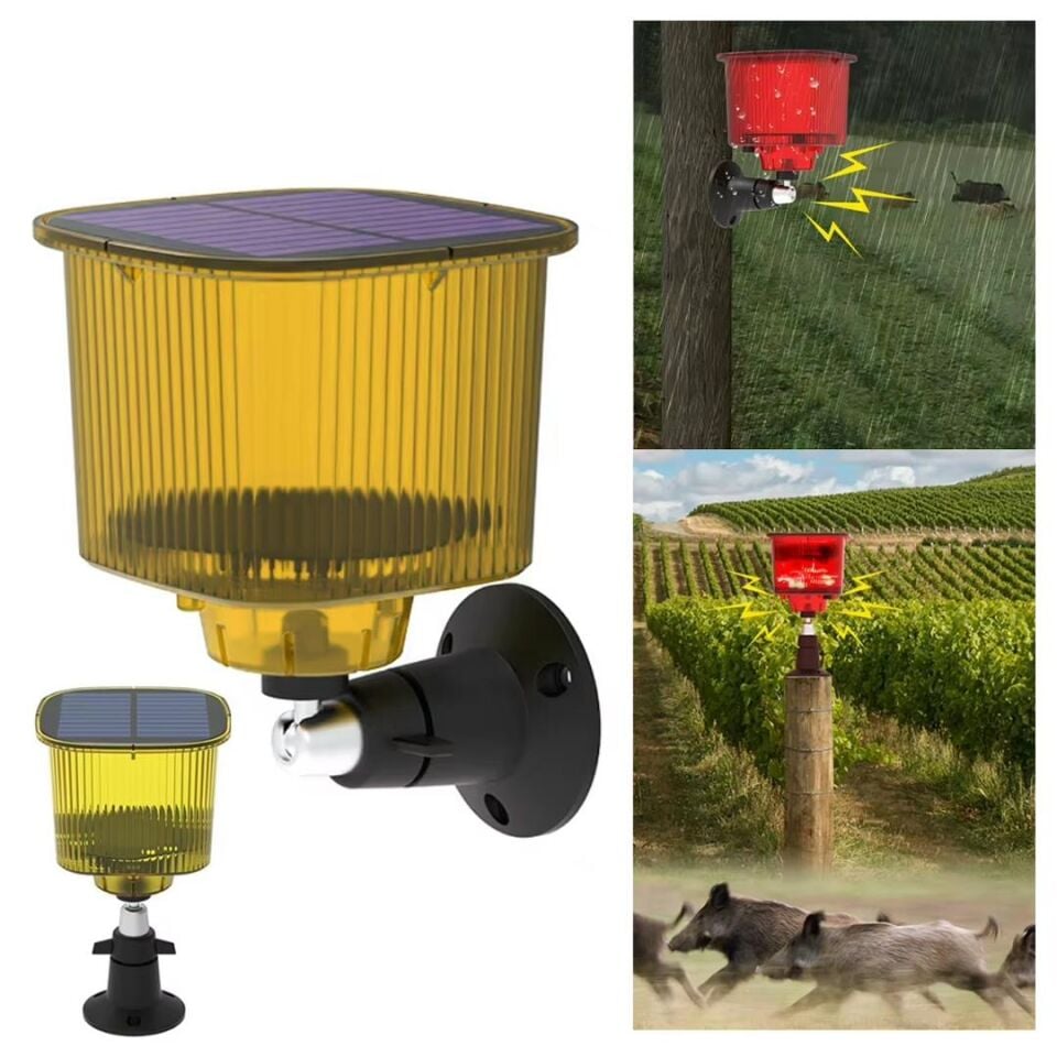 Ayt Powermaster PM-26956 Mikrofonlu Sesli Hayvan Kovucu Alarm Cihazı Solar Güneş Enerjili Panelli Vahşi Hayvan Kovacağı