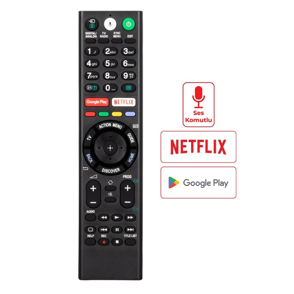 Ayt Huayu Kl Rmf-Tx300e Sony Netflix Google Play Tuşlu Ses Komutlu Lcd Led Tv Kumandası Uzaktan Kumanda
