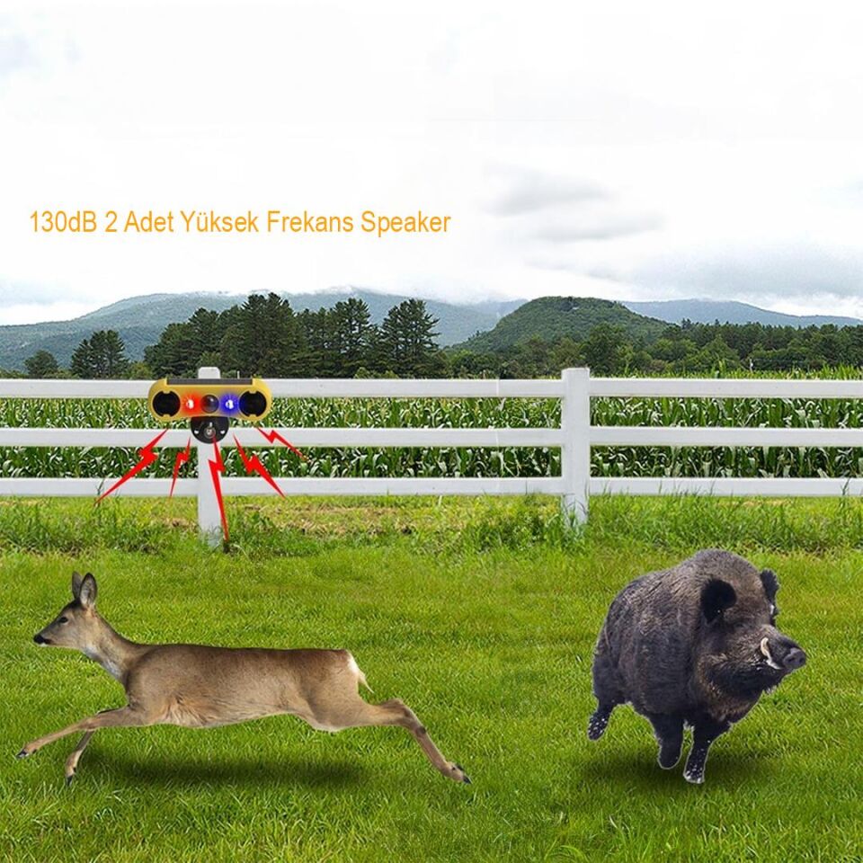Ayt Powermaster PM-26950 Mikrofonlu Sesli Hayvan Kovucu Alarm Cihazı Solar Güneş Enerjili Panelli Vahşi Hayvan Kovacağı