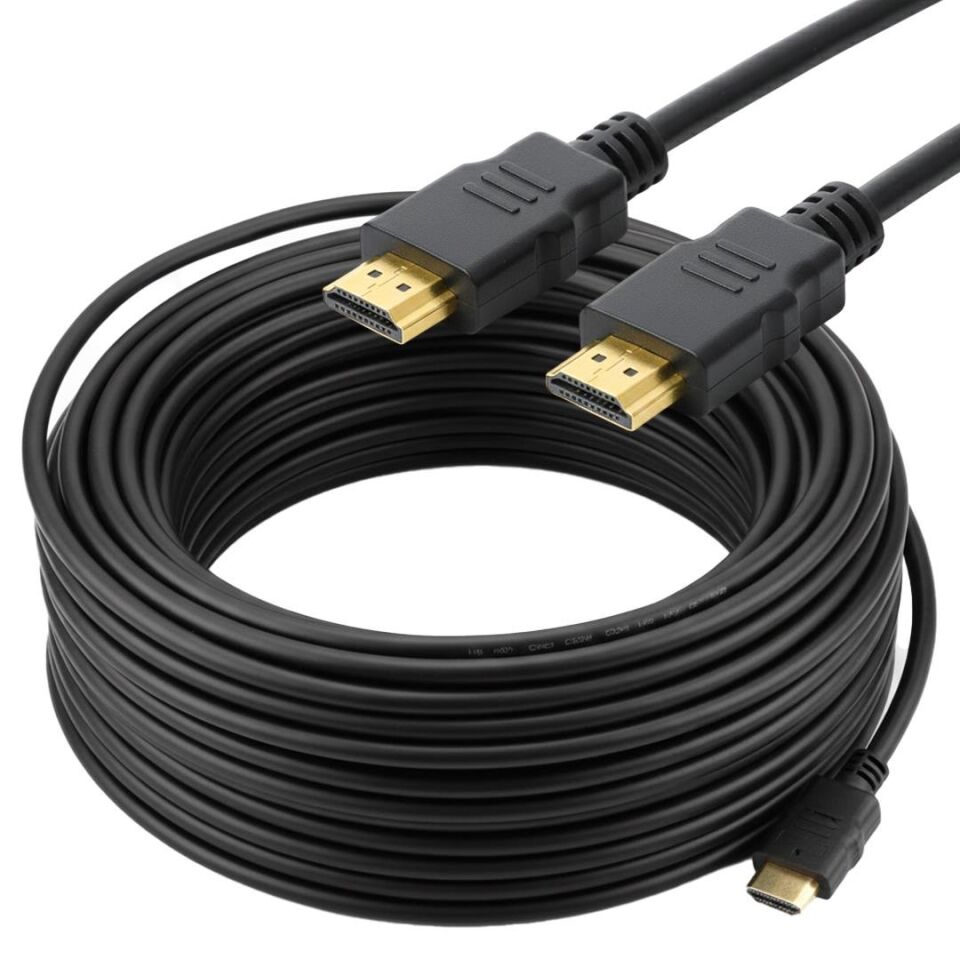 Powermaster Plastik Düz Siyah Hdmı Kablo 25 Metre Gold 48 Gbps Hız
