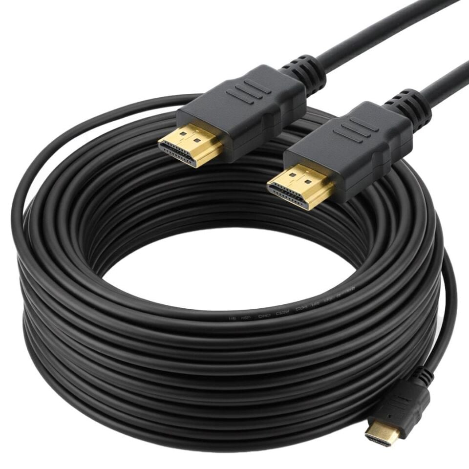 Powermaster Plastik Düz Siyah Hdmı Kablo 25 Metre Gold 48 Gbps Hız