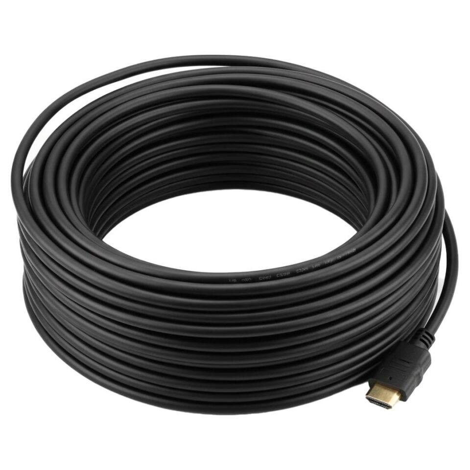 Powermaster Plastik Düz Siyah Hdmı Kablo 25 Metre Gold 48 Gbps Hız