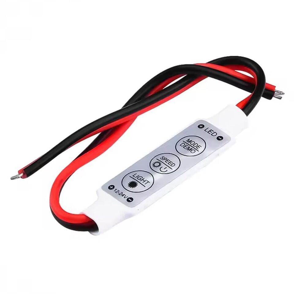 Ayt Powermaster 12-24Volt Mini Üç Tuşlu Tek Renkli Led Kontrol Cihazı Kırmızı Siyah Kablo