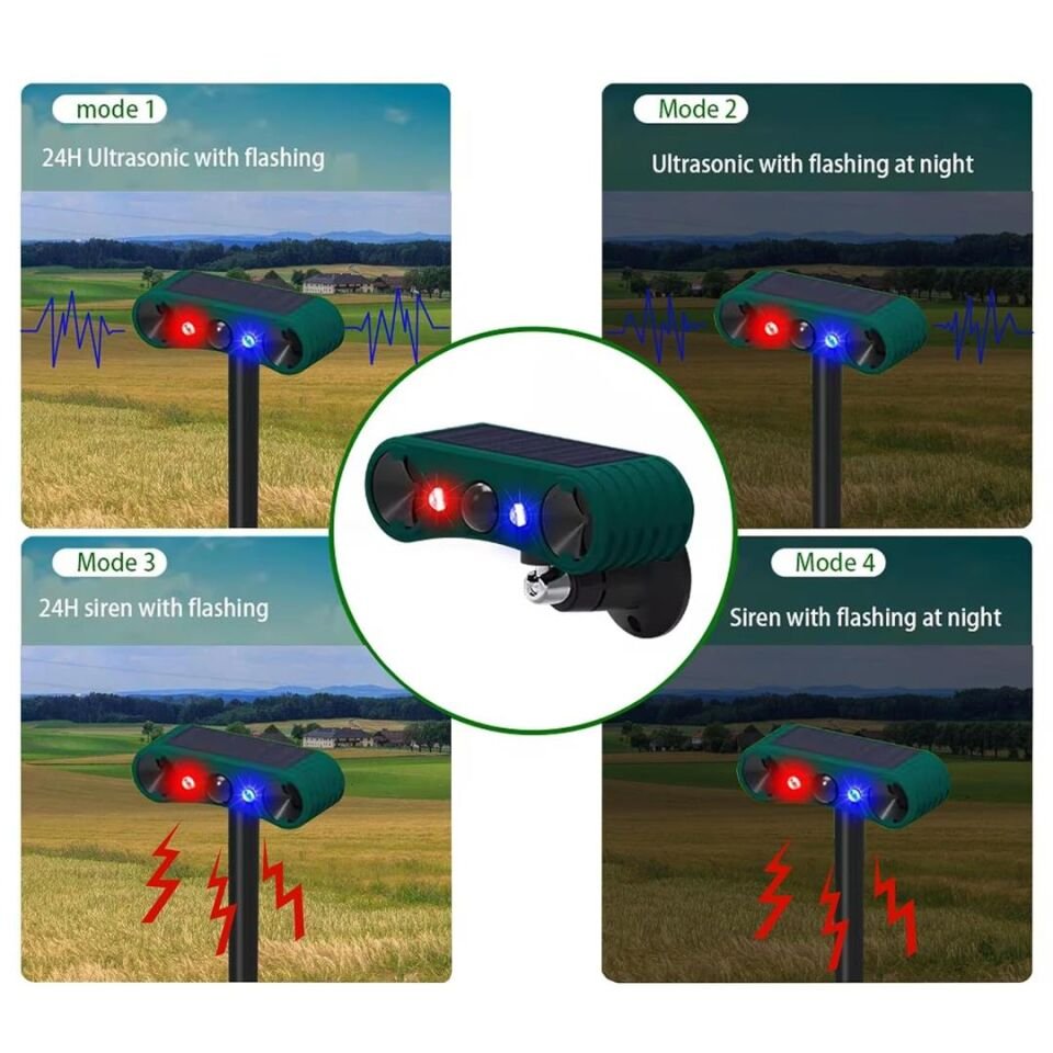 Ayt Powermaster PM-26958 Mikrofonlu Sesli Hayvan Kovucu Alarm Cihazı Solar Güneş Enerjili Panelli Vahşi Hayvan Kovacağı