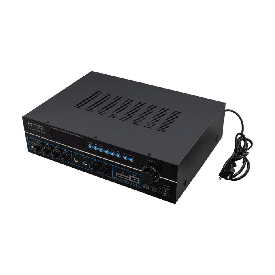 Magicvoice MV-530 120 Watt USB-SD-Bluetooth 2 Bölgeli Amfi Hat Trafolu Anfi 3 Mikrofon Girişli Kumanda Eko Ayarı