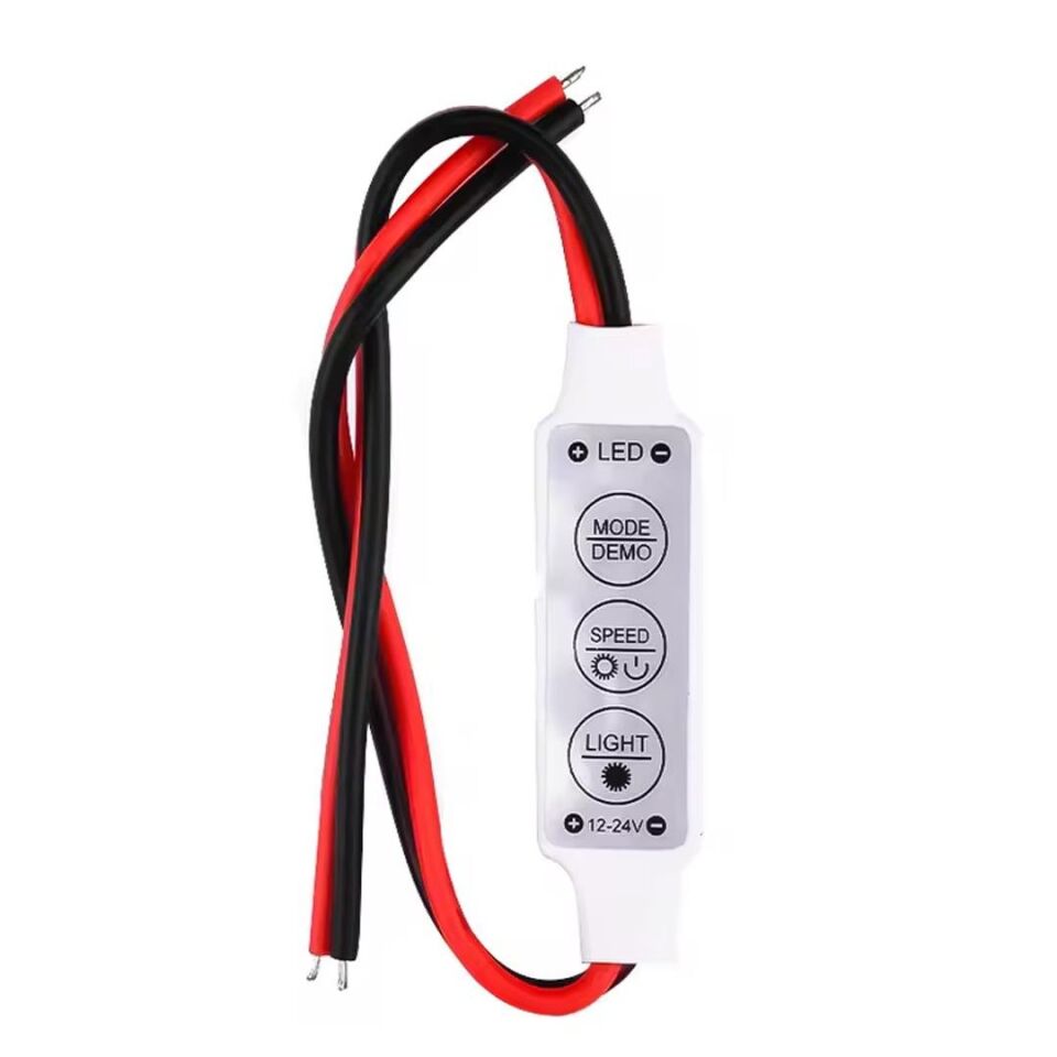 Powermaster 12-24 Volt Mini Üç Tuşlu Tek Renkli Led Kontrol Cihazı Kırmızı Siyah Kablo