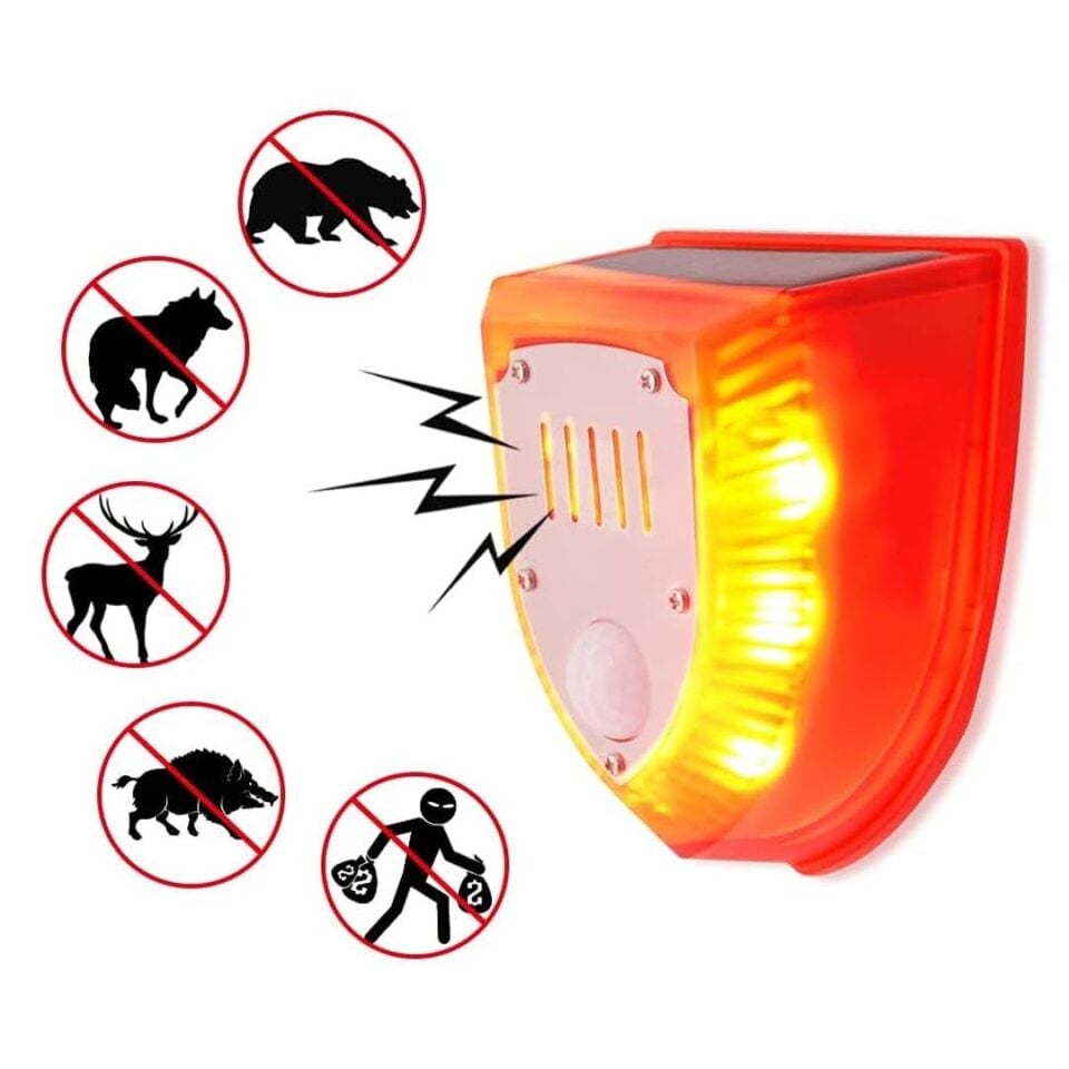 Ayt Powermaster PM-26953 Mikrofonlu Sesli Hayvan Kovucu Alarm Cihazı Solar Güneş Enerjili Panelli Vahşi Hayvan Kovacağı