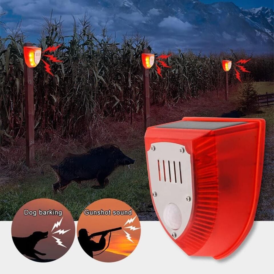 Ayt Powermaster PM-26953 Mikrofonlu Sesli Hayvan Kovucu Alarm Cihazı Solar Güneş Enerjili Panelli Vahşi Hayvan Kovacağı