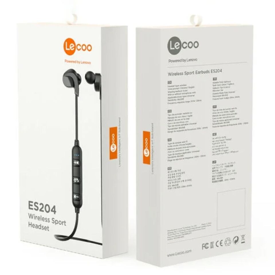 Lenovo Lecoo Es204 Boyun Bantlı Mikrofonlu Bluetooth Kulaklık Kulak İçi Kulaklık Boyuna Asılan