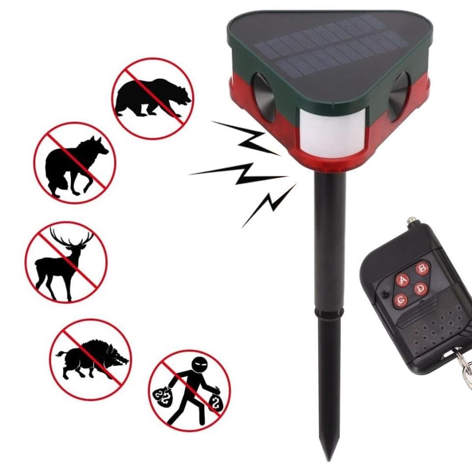 Ayt Powermaster PM-26949 Mikrofonlu Sesli Hayvan Kovucu Alarm Cihazı Solar Güneş Enerjili Panelli Vahşi Hayvan Kovacağı