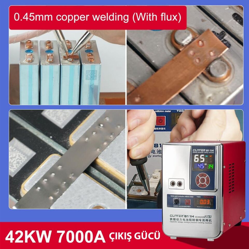 Ayt Glitter 811H Şarjlı Pil Profesyonel Bakır Nikel Punta Kaynak Makinesi 36KW 42KW 7000A Pil Punto Makinası
