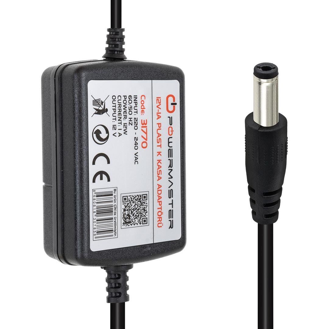 Ayt Powermaster Pm-31770 12 Volt 1 Amper 12 Watt 5.5 2.5 Uçlu İki Ucu Kablolu Masaüstü Adaptör