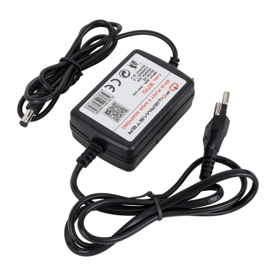 Ayt Powermaster Pm-31770 12 Volt 1 Amper 12 Watt 5.5 2.5 Uçlu İki Ucu Kablolu Masaüstü Adaptör