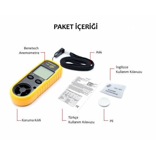 BENETECH GM816 Anemometre Termometreli Hava Akım Ölçer