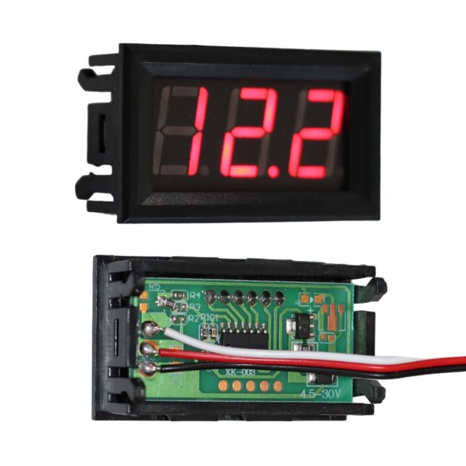 Powermaster Ic278-2 Dijital Voltmetre Dc 5-100 Volt 3 Pin Led Ekranlı Voltaj Göstergesi