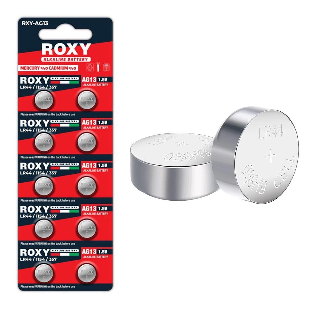 Ayt Roxy RXY AG13 Lr44 Lr1154 Lr357 1.5 Volt Alkaline Düğme Pil 10 LU Paket Saat Pili