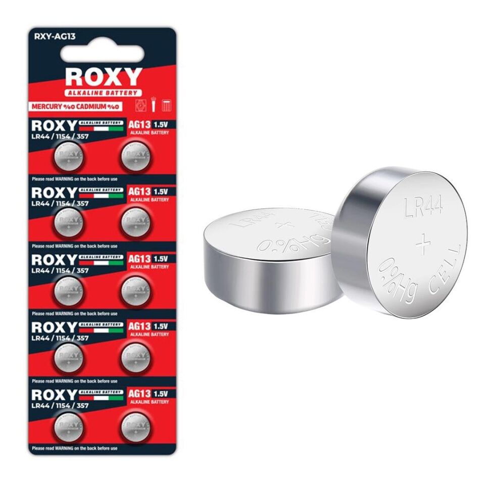 Ayt Roxy RXY AG13 Lr44 Lr1154 Lr357 1.5 Volt Alkaline Düğme Pil 10 LU Paket Saat Pili
