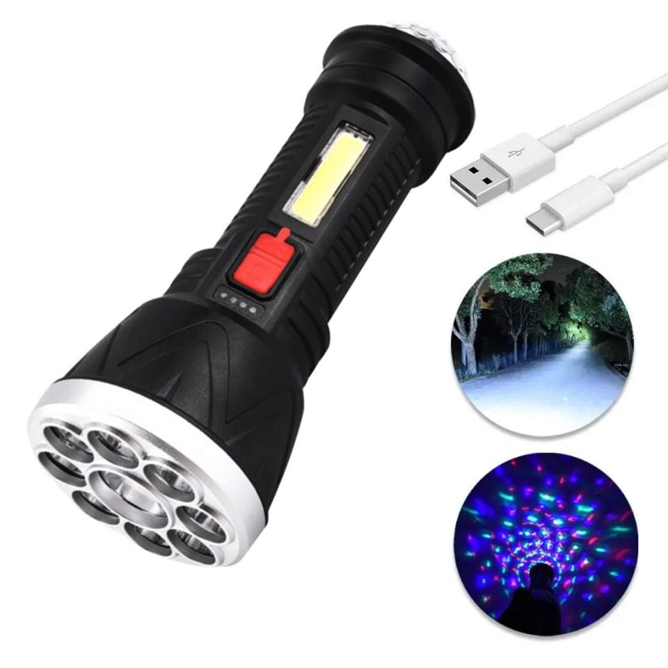 Ayt Powermaster CL-W09 Ledli Mini Disko Toplu Şarjlı El Feneri Işıldak Aydınlatma