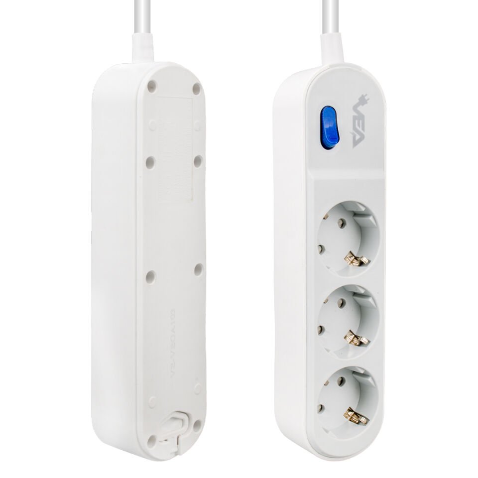 Vea VE-VEGA103 Akım Korumalı Grup Priz 1.5 Metre 3 lü Anahtarlı 3500 Watt 16 Amper Uzatma Kablosu Isıya Dayanıklı