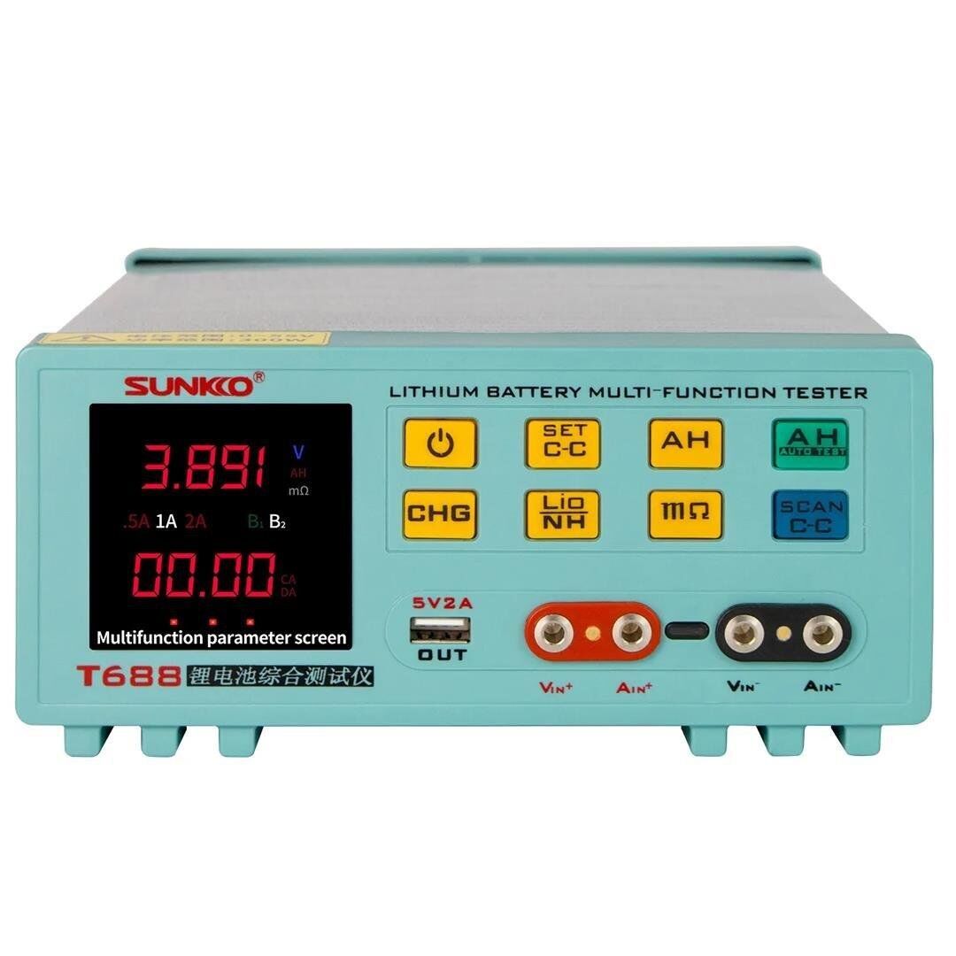 Sunkko T-688 55V Lityum Pil Test Cihazı 18650 Lityum Pil Direnç Akım Aleti 0-84 Volt Arası