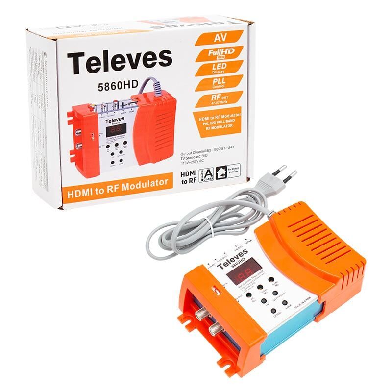 Ayt Televes 5860HD HDMI+AV Giriş Full Band Rf Modülatör Ahd Kameralar İçin Hdmı Rca Soketli