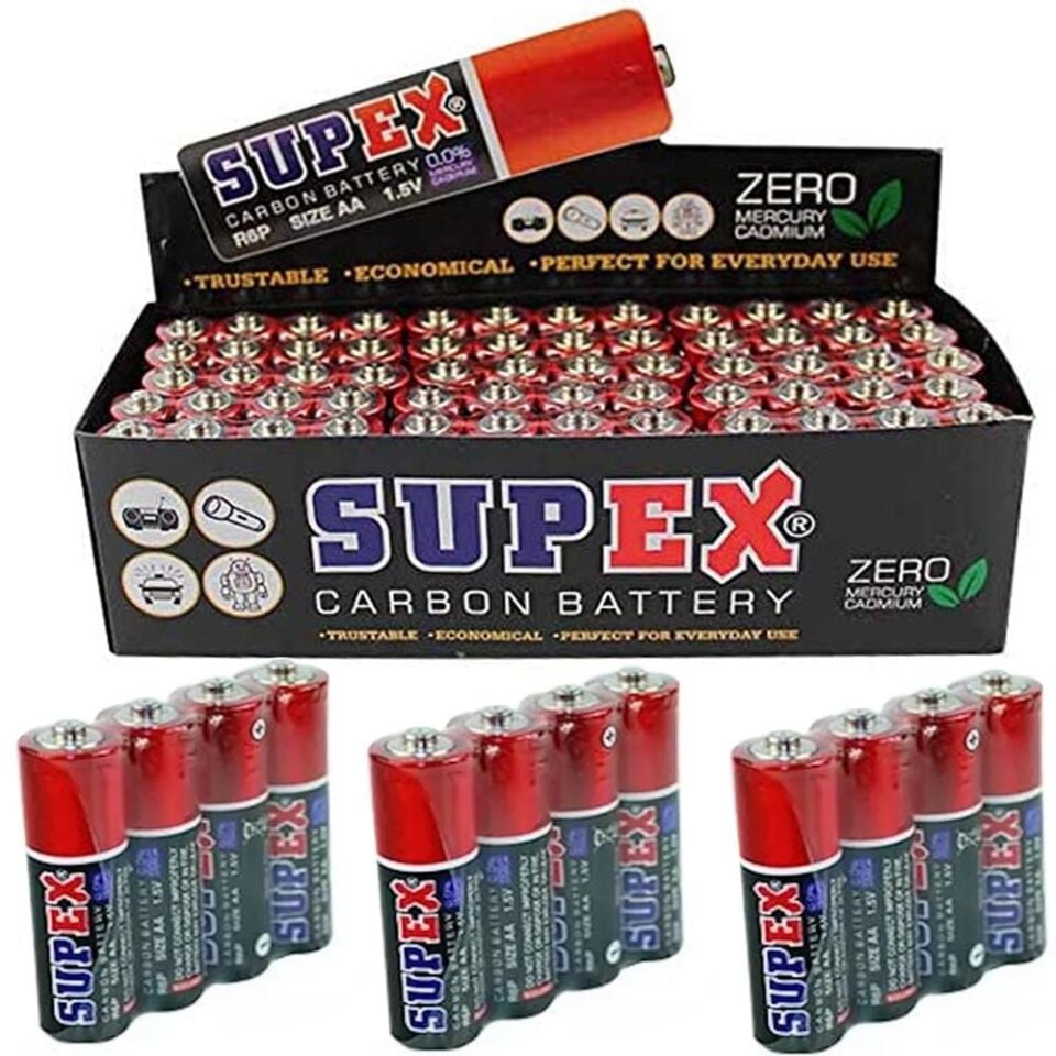 Supex R6 1.5 Volt Çinko Karbon AA Kalem Pil 60'Lı Kalem Pil